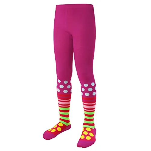 L&K-II 1 Paar Pack Strumpfhose für Mädchen Baumwolle Kinder Strumpfhose blickdicht Strumpfhosen Mädchen mit Punkte und Streifen Mustern Mehrfarbig 2763C 110-116