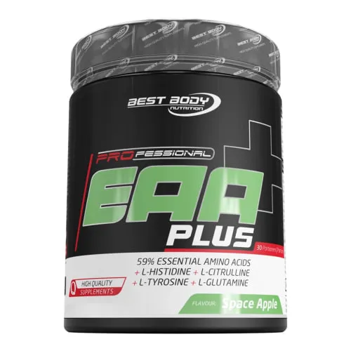 Best Body Nutrition Professional EAA Plus - 450 g Dose - Space Apple - Nahrungsergänzungsmittel mit 59 % essentiellen Aminosäuren, vegan und laktosefrei. Ideal zur Unterstützung von Muskelaufbau und Regeneration nach dem Training.