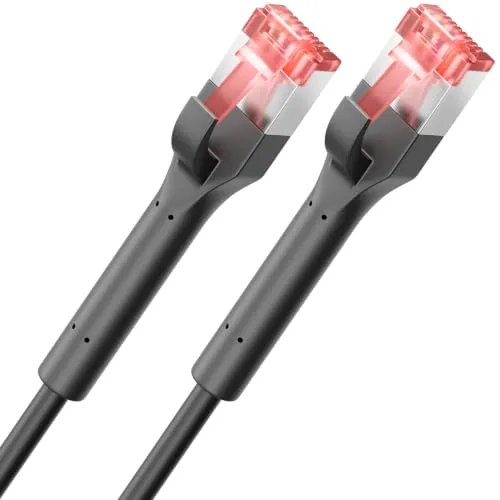 deleyCON 0,25m CAT6a Slim Patchkabel RJ45 10 Gbit/s Kupfer POE - Schwarz