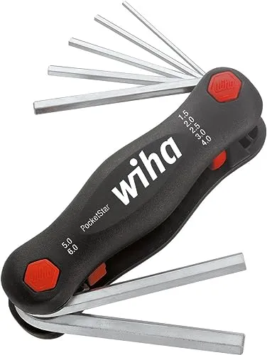 Wiha Multitool PocketStar® Sechskant 7 teilig I Stiftschlüsselset I Längs- und Quergriff I sicher verstaut I Multifunktionswerkzeug (23037)
