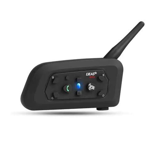 EJEAS V6 Pro Motorradhelm Bluetooth Intercom Headset 1200M 2 Personen Vollduplex Wireless Motorrad Interphone Verbinden Sie bis zu 6 Fahrer zum Motorradfahren, Skifahren und Klettern (1 Packung)