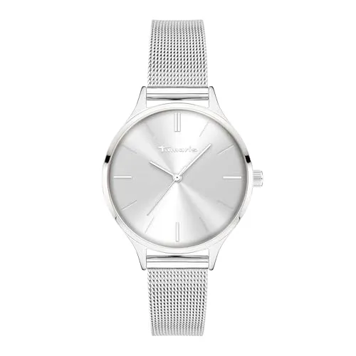 Tamaris Damenuhr - Rund - Silber - 34 mm - Elegante Armbanduhr mit Quarzwerk - Die stilvolle Tamaris Damenuhr vereint elegantes Design und praktische Funktionalität. Mit kratzfestem Mineralglas und einem hochwertigen Echtlederband ist sie ideal für jeden Anlass.