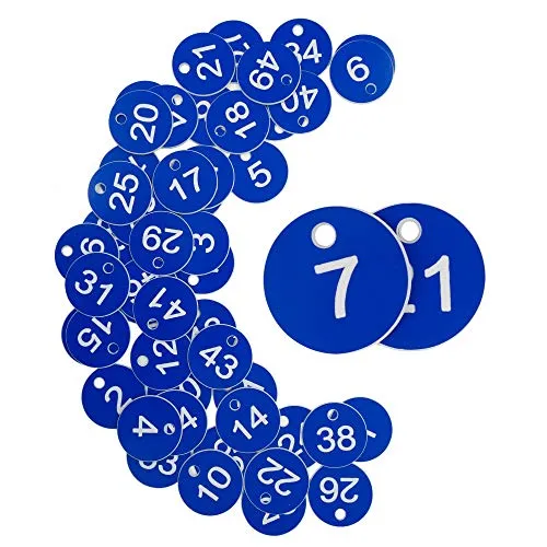 Produktbild Nummernschilder aus Kunststoff, graviert, ohne Schlüsselringe, 1 - 50, Blau
