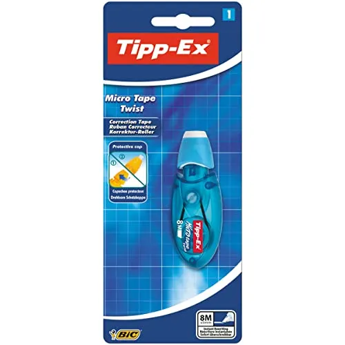 Tipp-Ex Korrekturroller Micro Tape Twist mit Schutzkappe, 8m x 5mm, 1er Pack, Ideal für das Büro, das Home Office oder die Schule