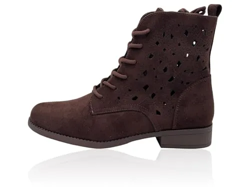Nowaland Damen Stiefelette im Western-Stil mit Lochmuster & Blockabsatz - Moderne Stiefelette mit dekorativem Lochmuster und praktischem Reißverschluss. Der stabile Blockabsatz sorgt für sicheren Halt, ideal für Jeans und Kleider in der Herbstsaison. Stil trifft Komfort für modebewusste Frauen.