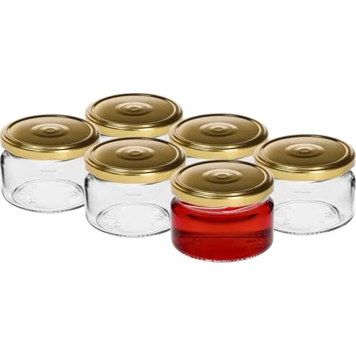 lilawelt24 6er-Set Konfitüregläser 200ml mit schwarzen Twist-Off-Deckeln Einmachgläser für Marmelade, Honig, Gewürze, Vorratsgläser Marmeladengläser|Joghurtgläser Weckgläser Tulpenglas Dessertglas