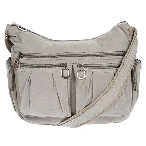 Christian Wippermann Damenhandtasche Schultertasche aus Canvas (Grau) - Elegante Damen-Schultertasche aus hochwertigem Canvas, ideal für jeden Anlass. Mit praktischem Aufbewahrungssystem und verstellbarem Trageriemen für optimalen Komfort.