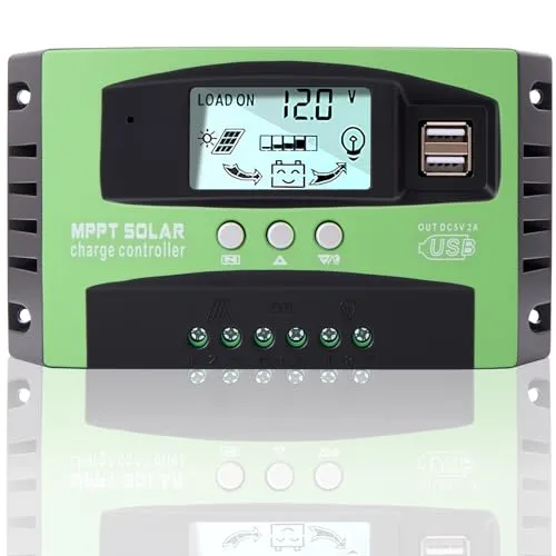 Yoving 100A MPPT Laderegler Solarregler 12V 24V Automatisch, Solarladeregler für Solarpanel/Batterie, IP67 Wasserdicht mit LCD Display (Green, 24, Volt)