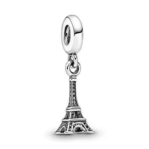 PANDORA Silber Charm Eifelturm Paris 791082 - Bead Charms für Damen, aus 925er Sterling Silber mit detailreicher, teilweise geschwärzter Oberfläche – ein perfektes Souvenir aus der Stadt der Liebe.