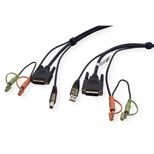 ATEN 2L-7D02U KVM Kabel DVI-D (Single Link), USB, Audio, schwarz, 1,8 m