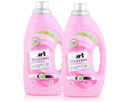 Wolle & Seide Feinwaschmittel 1,45L - 2er Pack für flauschige Wolle - Hochwertiges Waschmittel für schonende Pflege von Wolle und Seide, ideal für Waschmaschinen. Sorgt für sanfte Reinigung und erhält die Fluffigkeit Ihrer Textilien.