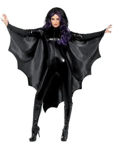 Smiffys Unisex Vampir-Fledermaus-Umhang für Erwachsene, Einheitsgröße, Kostümzubehör für Halloween & Gruselpartys