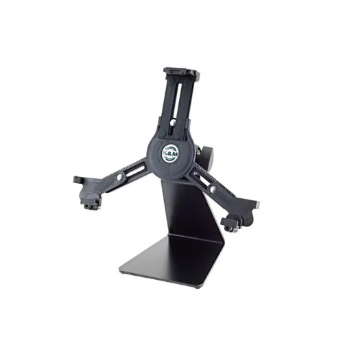 K&M 19792 Tablet-PC-Tischstativ schwarz - Ständer & Halterungen, stabiler Tischständer für Tablets mit verstellbarer Höhe und breiter Kompatibilität, ideal für Präsentationen oder Homeoffice.