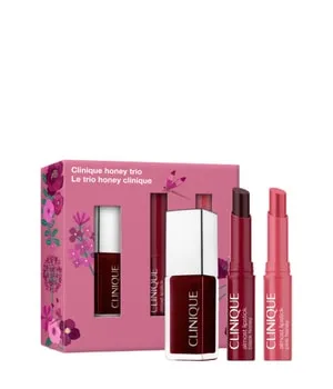 CLINIQUE POP Honey Trio Lippen Make-up Set - Entdecke das Lippen-Trio mit den beliebten Nuancen Black Honey und Pink Honey. Inklusive einem 2-in-1 Lippen- und Wangenöl für einen frischen Farbtupfer. Allergiegetestet und 100 % parfumfrei – ideal für strahlende Akzente.