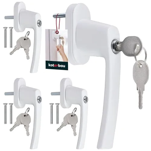 KOTARBAU® 4er Set abschließbare Fenstergriffe in Weiß