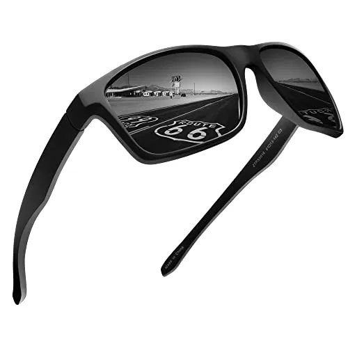 JIM HALO Polarisiert Sport Sonnenbrille Spiegel Wickeln Um Fahren Angeln Damen Herren(Schwarz/Spiegel Grau)