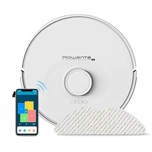 Rowenta X-Plorer RR8577WH Staubsaugerroboter - Staubsauger Roboter mit beutelloser Technologie, automatischer Rückkehr zur Basisstation und 120 Minuten Laufzeit – für müheloses Reinigen und Allergiker geeignet.