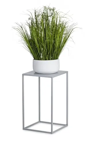 HowHomely Blumenständer Metall Grau 46 cm Hoch - Solider und Robuster Blumenhocker Metall - Pflanzenständer für die Dekoration in Wohnzimmer Schlafzimmer oder Büro