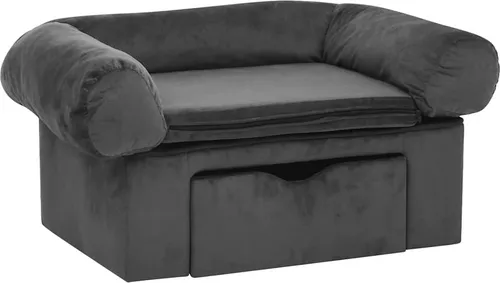vidaXL Hundesofa mit Schublade Dunkelgrau 75x50x38cm - Hundebett mit Stauraum für Hundezubehör, dick gepolstert und waschbarer Kissenbezug für optimalen Komfort und Hygiene.