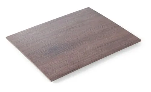 HENDI Servierplatte, Bruchfest, Hygienisch, Temperaturbeständig von -20° bis 70°C, nicht Mikrowellengeeignet, Melamin, GN 1/2, 325x265x(H) 10mm, Eichenholzoptik
