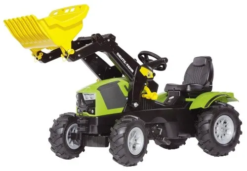 Rolly Toys rollyFarmtrac Trettraktor Deutz-Fahr 5120 - Tretfahrzeug für Kinder 3-8 Jahre, mit rollyTrac Lader und verstellbarem Sitz für höchsten Fahrspaß