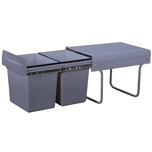 Kitchen Move Eingebauter Abfallbehälter 36L HYPE - Haushaltszubehör mit 2 Fächern für einfaches Recycling. Der ausziehbare Abfalleimer sorgt für Ordnung und ist ideal für den Schrank unter der Spüle.