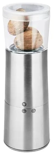 Weis Muskatmühle Edelstahl/Acryl 13cm - Elegante Muskatmühle aus Edelstahl und Acryl, 13 cm hoch, ideal für frischen Muskatgeschmack in der Küche.