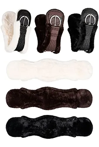 Equinate Westerngurt Classical mit synthetischem Lammfell - anatomischer Sattelgurt Western Bauchgurt 65 70 75 80 85 90cm Natur Braun Schwarz (70cm Natur)