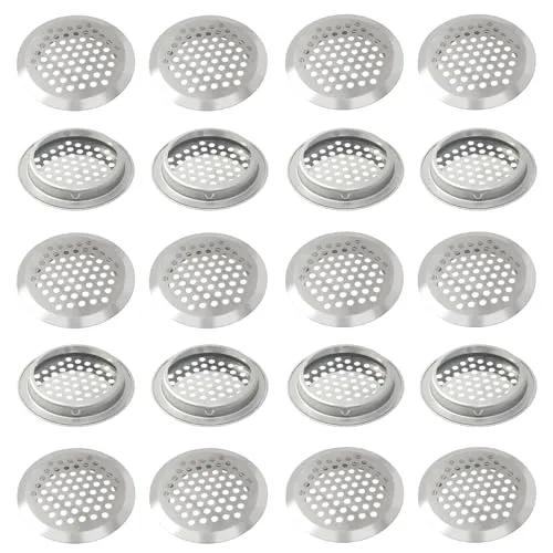 BuxiuGK 20 Stück 53mm Edelstahl Lüftungsgitter Rund, Belüftungsgitter Lüftungsloch Entlüftungsgitter für Wohnmobil Badezimmer Küche