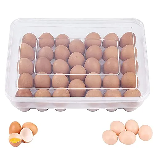 Zefeng Eierbox, stapelbar, aus Kunststoff, mit Deckel, für 34 Küche, Camping, Picknick, Aufbewahrung von Lebensmitteln, (V094-Egg Storage Box)