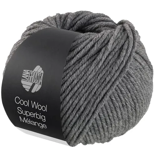 LANA GROSSA Meilenweit Superbig Melange | Extrafeine Merinowolle, waschmaschinenfest und filzfrei | Handstrickgarn aus 100% Schurwolle (extrafine) | 50g Wolle zum Stricken & Häkeln | 80m Garn FB 217