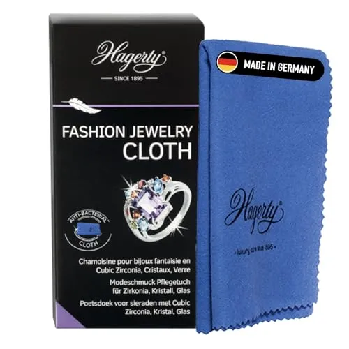 Hagerty Fashion Jewelry Cloth Schmuckputztuch 36 x 30 cm I Imprägniertes Schmucktuch aus 100% Baumwolle I Effizientes Schmuck Poliertuch für Modeschmuck mit Zirkonia Kristallsteine Glassteine