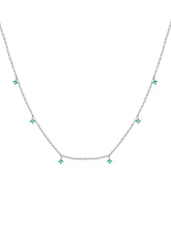 Hey Happiness Silberkette Kristall Anhänger, 18K Roségold vergoldet, Silber 925 Damen Halskette, Klare/ Grüne Zirkonia
