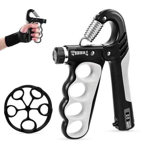 Kuvarix Handtrainer Unterarmtrainer, Griffkraft Trainer Fingertrainer Set, Einstellbarer Widerstand 5-100kg, Unterarm Trainingsgerät Grip Trainer für Erwachsene und Wiederherstellung der Hand