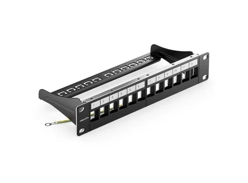 deleyCON deleyCON 12 Port Patchpanel Modular für Keystone Module 1HE 10 Zoll Netzwerk-Adapter