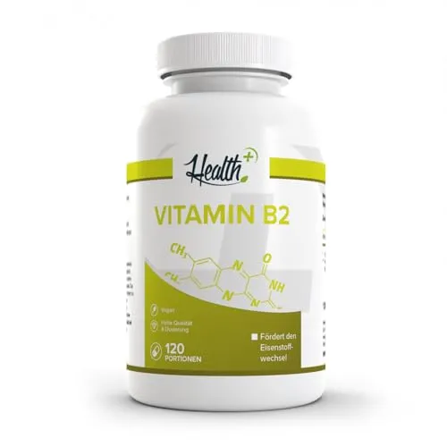 Zec+ Nutrition Health+ Vitamin B2 - 120 Kapseln hochdosiert, für ein gutes Nervensytem und einen funktionierenden Energiestoffwechel, Made in Germany