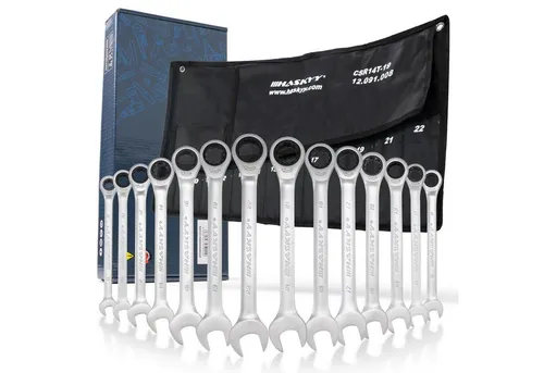 HASKYY CSR14T-19 Ratschenschlüssel Satz 8-22 mm - Werkzeug-Set mit 14 Teilen aus robustem Chrom-Vanadium-Stahl, ideal für präzises Arbeiten dank Ratschenfunktion und vielseitigen Größen.