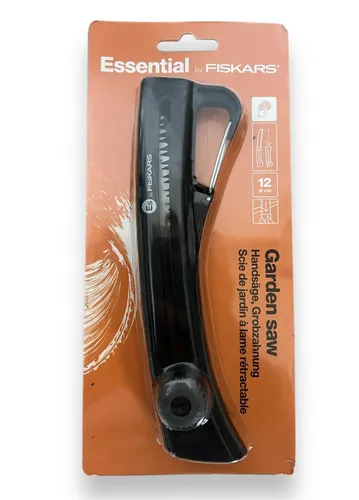 Fiskars Essential SW16 Gartensäge 160mm klappbar - Hochwertige Handsäge mit Grobzahnung, ideal für schnelle Schnitte im Garten. Praktisches klappbares Design für einfache Aufbewahrung.