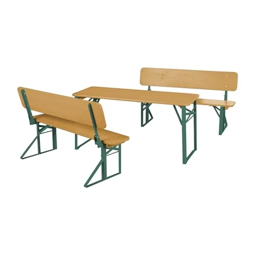 roba Outdoor Party-Garnitur für Kinder - 3-teilige klappbare Kindersitzgruppe aus FSC-zertifiziertem Holz, ideal für Gartenpartys oder Picknicks. Sicher und platzsparend, geeignet für bis zu 4 Kleinkinder.