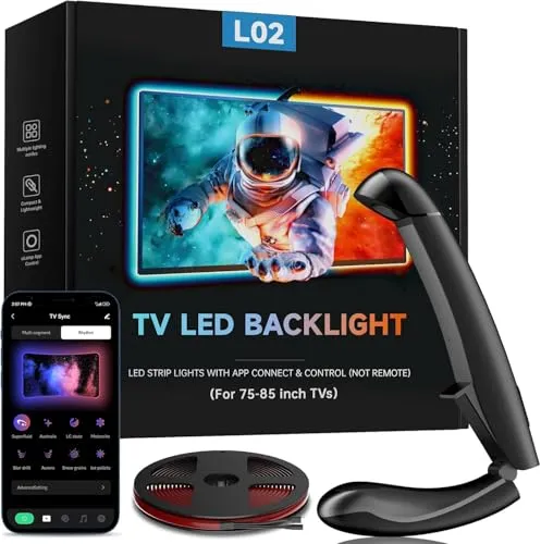 FFJ TV Hintergrundbeleuchtung, 5,5 Meter LED Streifen Sync für 75-85 Zoll TVs und PC-Monitore, TV LED Strip mit Sensor, Smart-App-Steuerung, Spiel & Musik-Sync, RGB-Farbwechsel Streifen für Heimkino