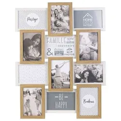 THE HOME DECO FACTORY Bilderrahmen in Natur - (L)58 x (B)44 cm - Bilderrahmen aus mitteldichter Holzfaserplatte mit Glas, ideal für 12 Fotos und individuelle Gestaltungsmöglichkeiten, perfekt für Ihr Zuhause.