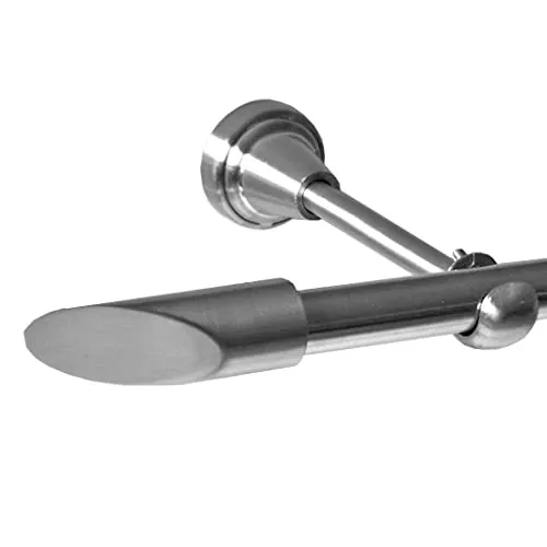 BASIT Gardinenstange mit Wandhalterung 200 cm lang Edelstahl Look im Set I 1-läufige Gardinenstange Wandmontage Ø16mm I In 120-600 cm verfügbar