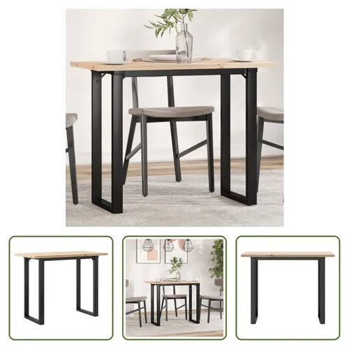 The Living Store Esstisch O-Gestell 100x50x75,5 cm Massivholz Kiefer & Gusseisen