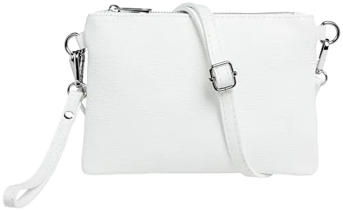 Caspar Clutch Kleine Leder Clutch Damen Abendtasche in weiß von Caspar