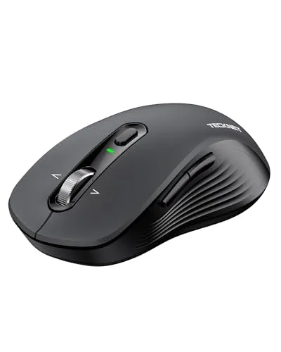 TECKNET Bluetooth Maus, Maus Kabellos (BT 5.0/3.0 + 2.4G), 4-Wege-Scrollrad Leise Funkmaus mit USB-A Empfänger, 4800 DPI Kabellose Mäuse, Ergonomische Computer Mouse für Laptop/PC/Mac/Tablet, Grau