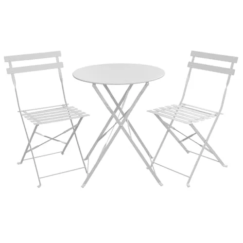 Svita Bistro-Set, rund, klappbar, 2-Sitzer, Balkonmöbel in Weiß - Praktisches Svita Bistro-Set mit klappbarem Tisch und 2 Stühlen in Weiß. Ideal für Balkon oder Terrasse, platzsparend und witterungsbeständig. Genießen Sie entspannte Stunden im Freien mit diesem eleganten und funktionalen Möbelset.