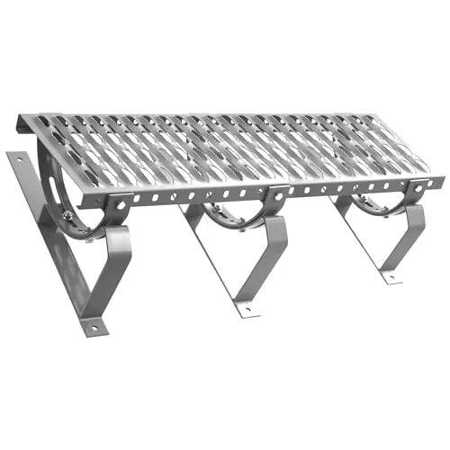 Dachtritt Steigtritt 150cm Komplett für Plattdach flache Abdeckung (RAL 9006 - Silber)