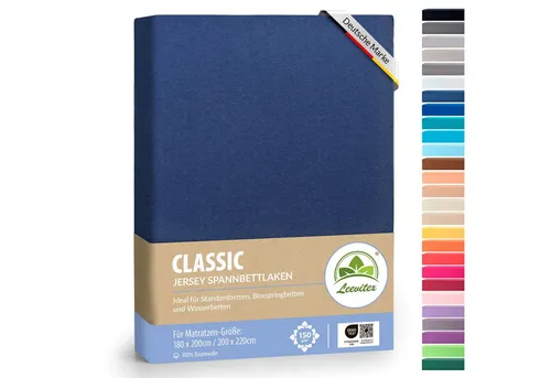 leevitex® Spannbettlaken Spannbettlaken Boxspringbett & Wasserbett Spannbettlaken 150 g/m², Gummizug: rundum, Mako-Baumwolle, ÖkoTex, 180x200 – 200x220 cm + 40 cm Steg