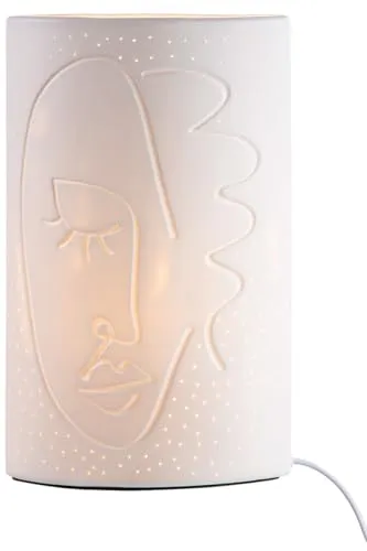 GILDE Tischleuchte Visione - Weiße Lampe für stilvolle Akzente - Elegante Tischleuchte mit kompakten Maßen (H. 28,5cm, B. 18cm, T. 10cm), ideal für kreative Wohnräume. Setzen Sie stilvolle Highlights und verleihen Sie Ihrem Zuhause eine persönliche Note.