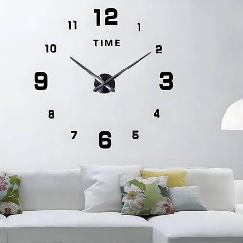 Coraltree 3D Wandtattoos Wanduhr DIY Wanduhren Dekoration Uhren für Büro Wohnzimmer Schlafzimmer Uhr Geschenk Home Dekoartikel (schwarz)